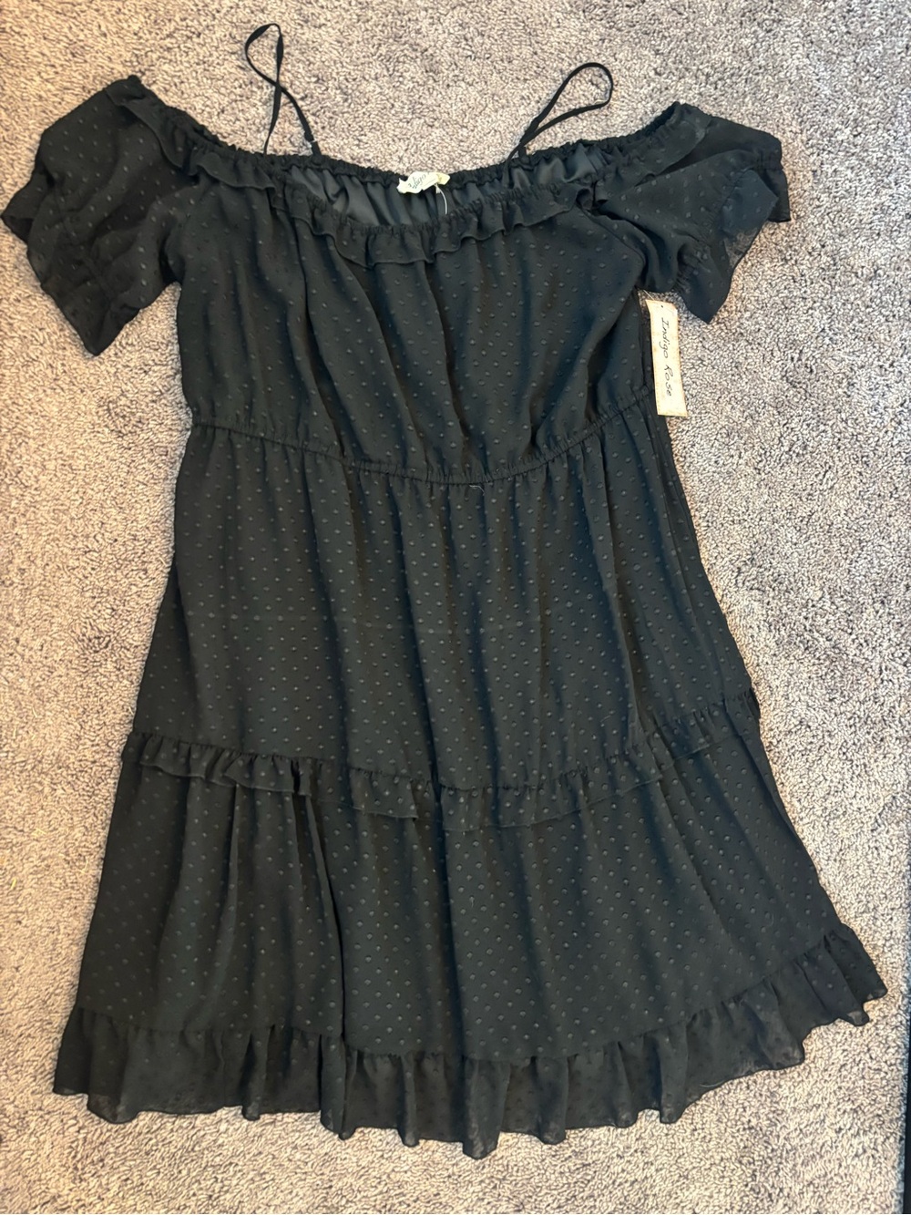 Women’s Black Off-Shoulder Ruffle Casual Dress